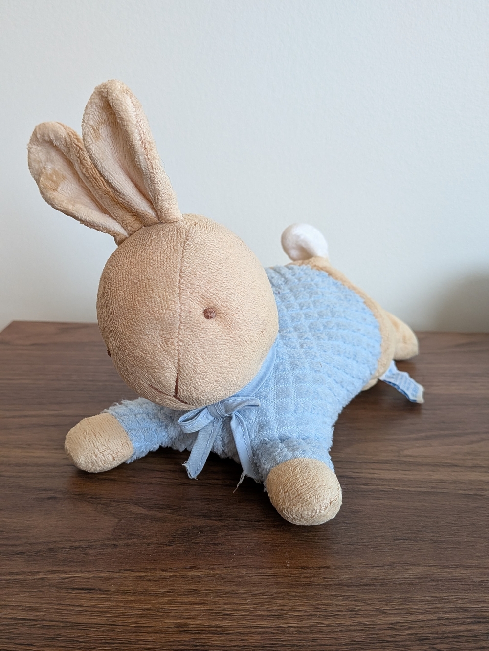 Vintage Eden Laying Peter Rabbit Blue Terry Cloth Waffle Weave Plush Stuffed Toy